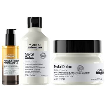 L'Oréal Professionnel Metal Detox Shampoo 300ml + Mask 250ml + Absolut Repair Oil 90ml