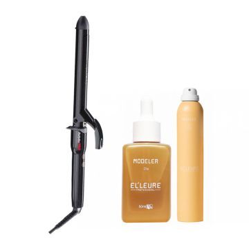 Babyliss PRO Krultang extra lang 25mm + Elleure Modeler Haarlak 300ml + Olie 50ml