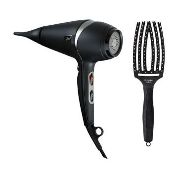 ghd Air Haardroger zwart + Olivia Garden Fingerbrush Combo Zwart Medium