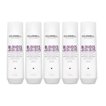 5x Goldwell Dualsenses Blondes & Highlights Anti-Yellow Shampoo 250ml