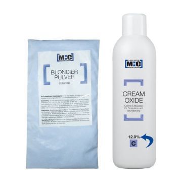 M:C Blondeerpoeder in zak blauw 500gr + Ontwikkelaar 12.0% 1000ml