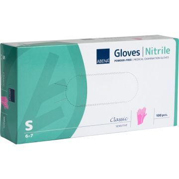 Abena Nitril-Handschoenen Poedervrij Roze S-100st