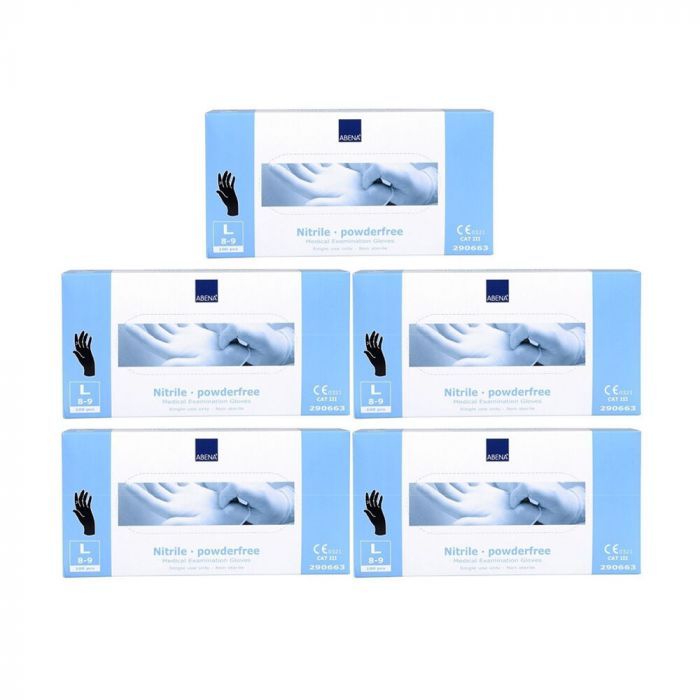 15x Abena Nitril-Handschoenen Classic poedervrij Maat L zwart 100st main product photo