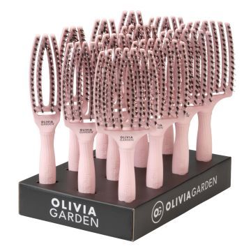 Olivia Garden Fingerbrush Boar&Nylon Display Pastel Pink 12st
