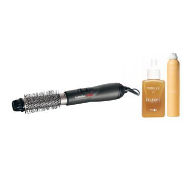 Babyliss PRO Warme lucht borstel Titanium + Elleure Modeler Haarlak 300ml + Olie 50ml