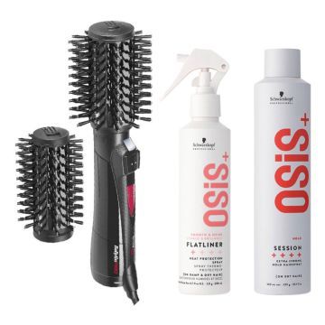 Babyliss PRO Roterende Warme Luchtborstel + Schwarzkopf OSiS+ Flatliner 200ml + OSiS+ Session Hairspray 500ml