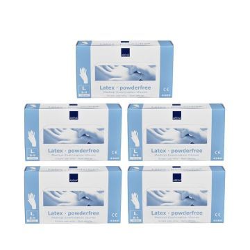 5x Abena Latex-handschoenen poedervrij Maat L wit 100st